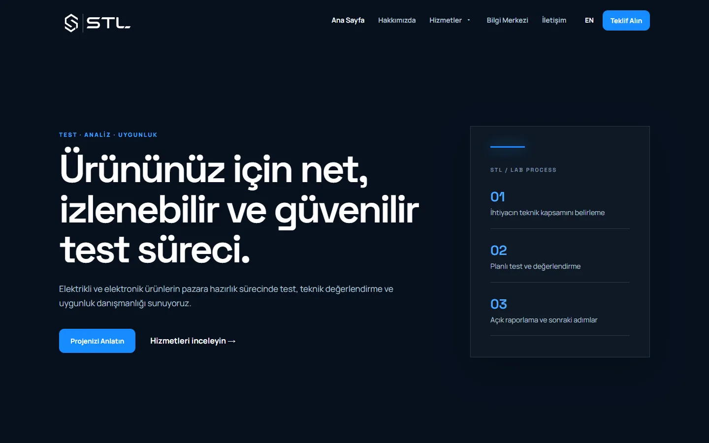 STL Testing ana sayfa ekran görüntüsü
